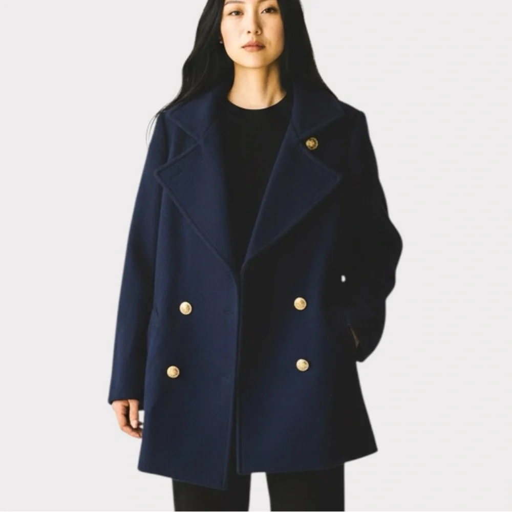 Vintage Wool Womens Navy Peabody House Peacoat Gold Button Size 3/4 - Picture 2 of 15